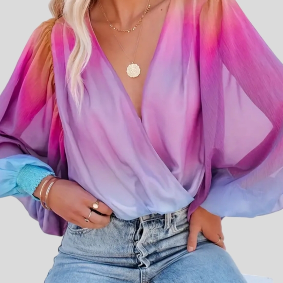 🆕Chic Multi Violet/Blue Ombre Top - Picture 4 of 10